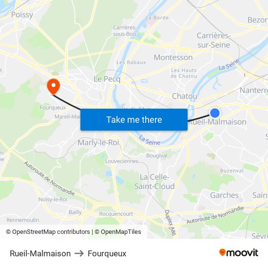 Rueil-Malmaison to Fourqueux map