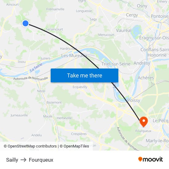 Sailly to Fourqueux map