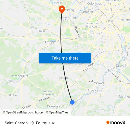 Saint-Cheron to Fourqueux map