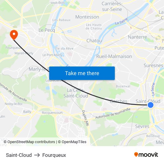 Saint-Cloud to Fourqueux map
