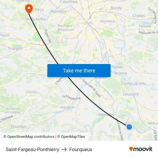 Saint-Fargeau-Ponthierry to Fourqueux map