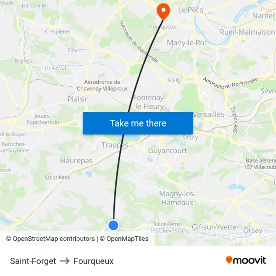 Saint-Forget to Fourqueux map