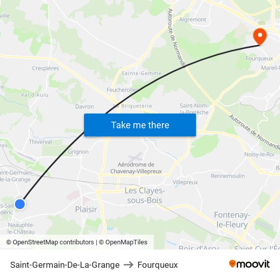 Saint-Germain-De-La-Grange to Fourqueux map