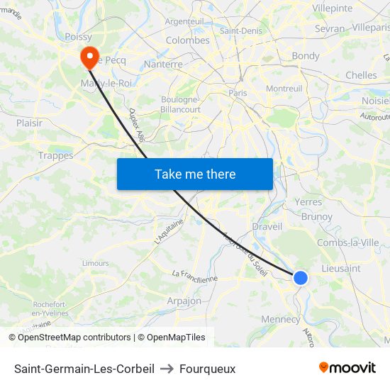 Saint-Germain-Les-Corbeil to Fourqueux map