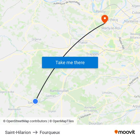 Saint-Hilarion to Fourqueux map