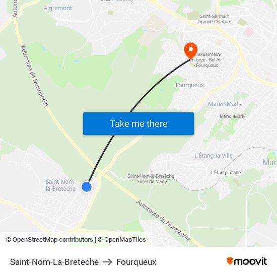 Saint-Nom-La-Breteche to Fourqueux map