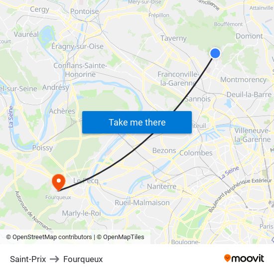 Saint-Prix to Fourqueux map
