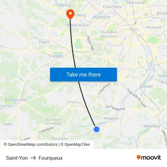 Saint-Yon to Fourqueux map