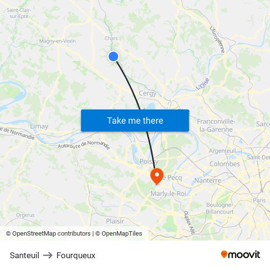 Santeuil to Fourqueux map