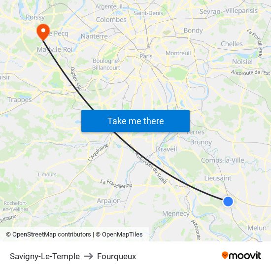 Savigny-Le-Temple to Fourqueux map