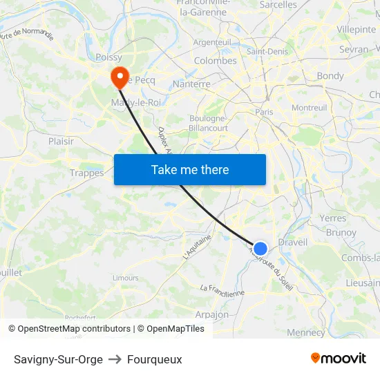 Savigny-Sur-Orge to Fourqueux map