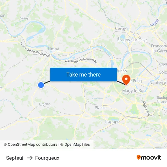 Septeuil to Fourqueux map