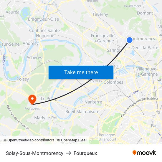 Soisy-Sous-Montmorency to Fourqueux map