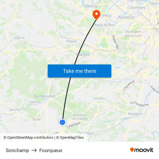 Sonchamp to Fourqueux map