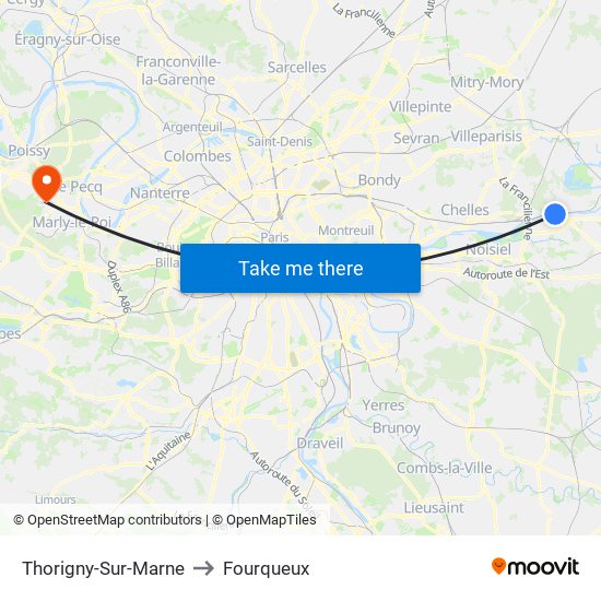 Thorigny-Sur-Marne to Fourqueux map