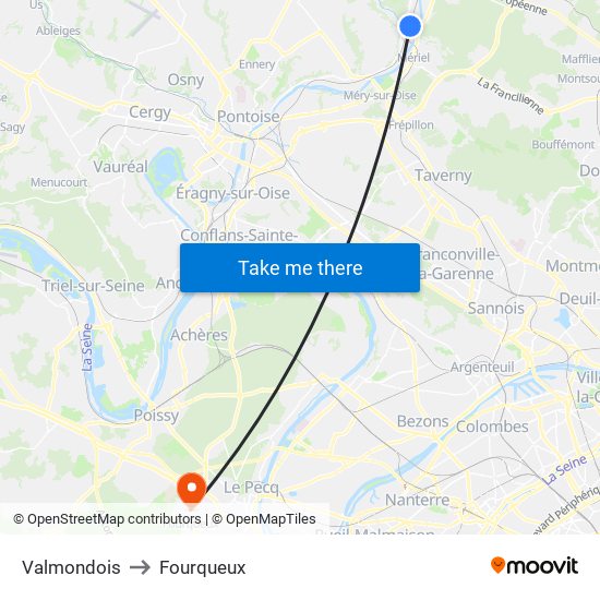 Valmondois to Fourqueux map