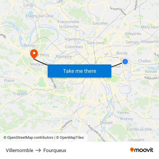 Villemomble to Fourqueux map