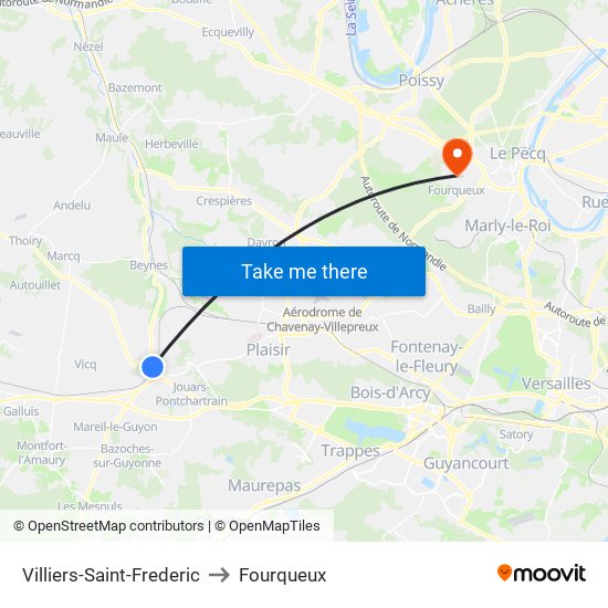 Villiers-Saint-Frederic to Fourqueux map