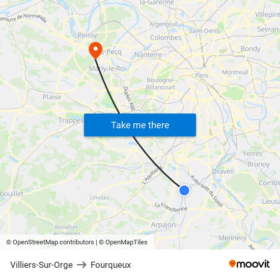 Villiers-Sur-Orge to Fourqueux map