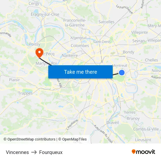 Vincennes to Fourqueux map