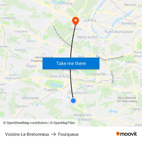 Voisins-Le-Bretonneux to Fourqueux map