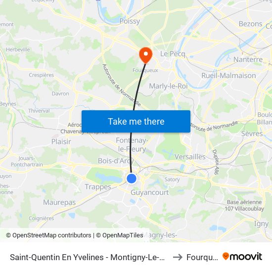 Saint-Quentin En Yvelines - Montigny-Le-Bretonneux to Fourqueux map