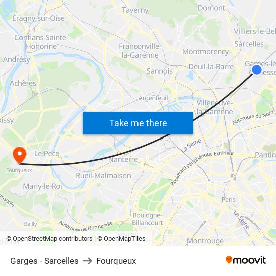 Garges - Sarcelles to Fourqueux map