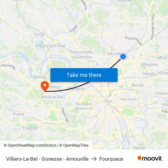Villiers-Le-Bel - Gonesse - Arnouville to Fourqueux map