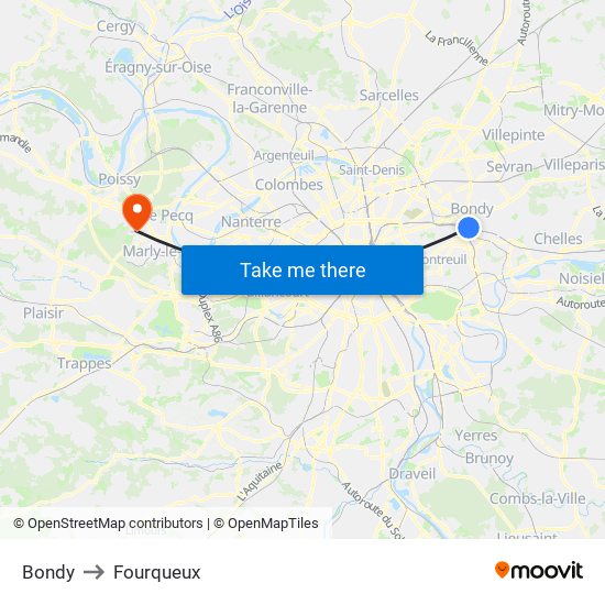 Bondy to Fourqueux map