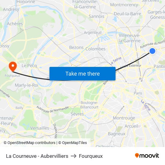 La Courneuve - Aubervilliers to Fourqueux map