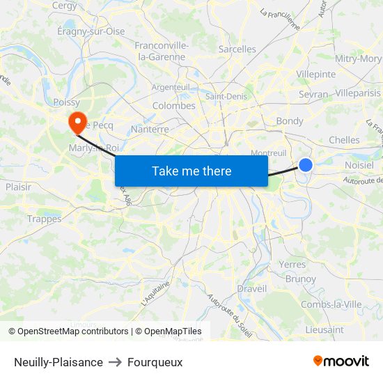 Neuilly-Plaisance to Fourqueux map