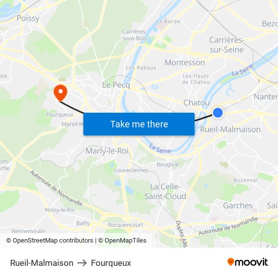 Rueil-Malmaison to Fourqueux map