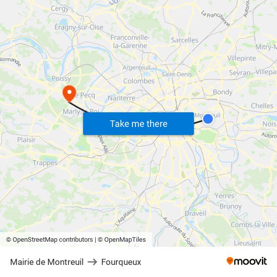 Mairie de Montreuil to Fourqueux map