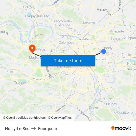 Noisy-Le-Sec to Fourqueux map