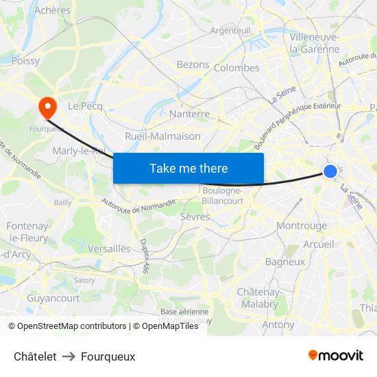 Châtelet to Fourqueux map