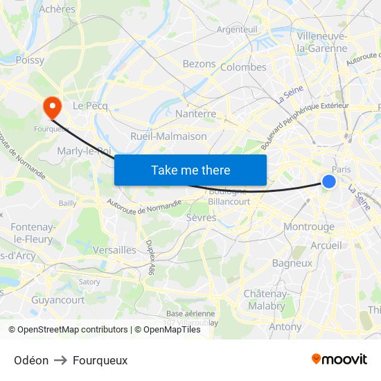 Odéon to Fourqueux map