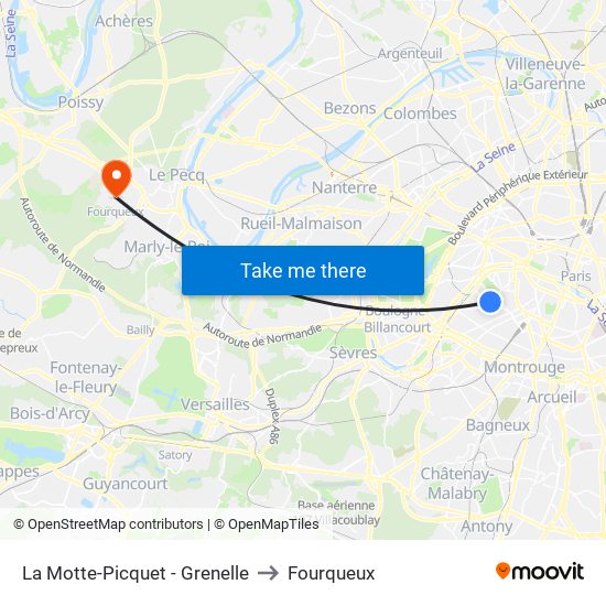 La Motte-Picquet - Grenelle to Fourqueux map