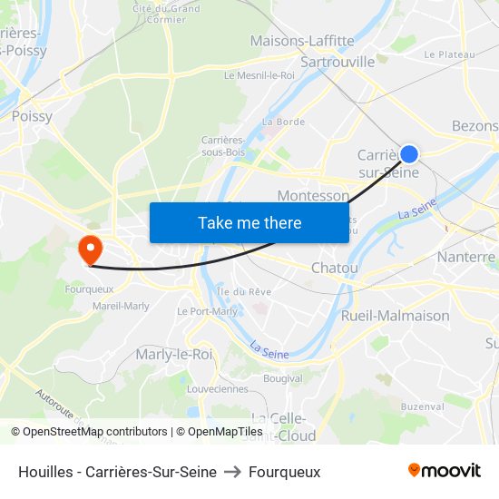 Houilles - Carrières-Sur-Seine to Fourqueux map