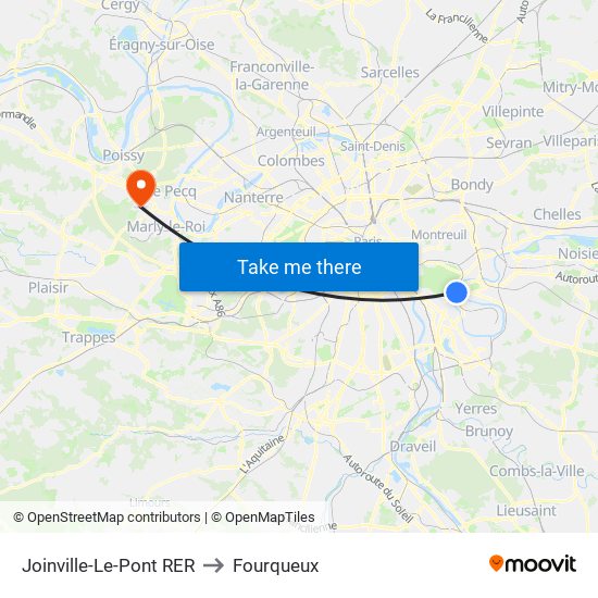 Joinville-Le-Pont RER to Fourqueux map