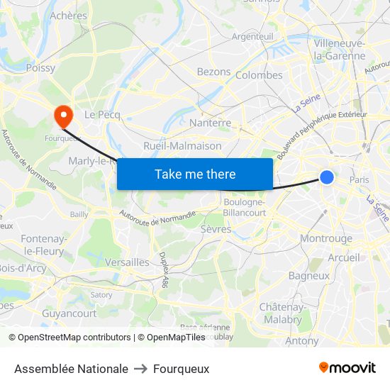 Assemblée Nationale to Fourqueux map