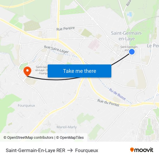Saint-Germain-En-Laye RER to Fourqueux map