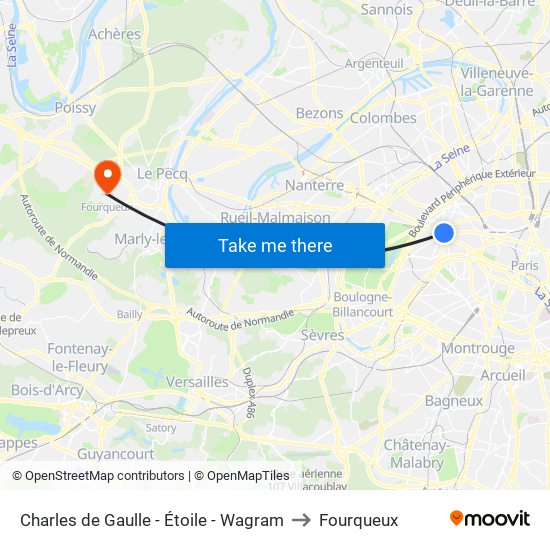 Charles de Gaulle - Étoile - Wagram to Fourqueux map