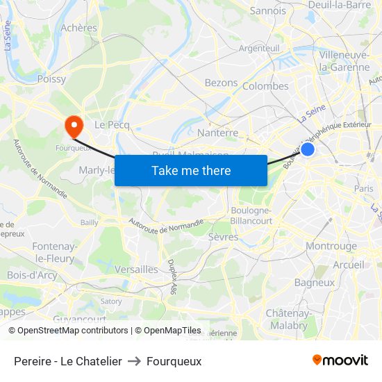 Pereire - Le Chatelier to Fourqueux map