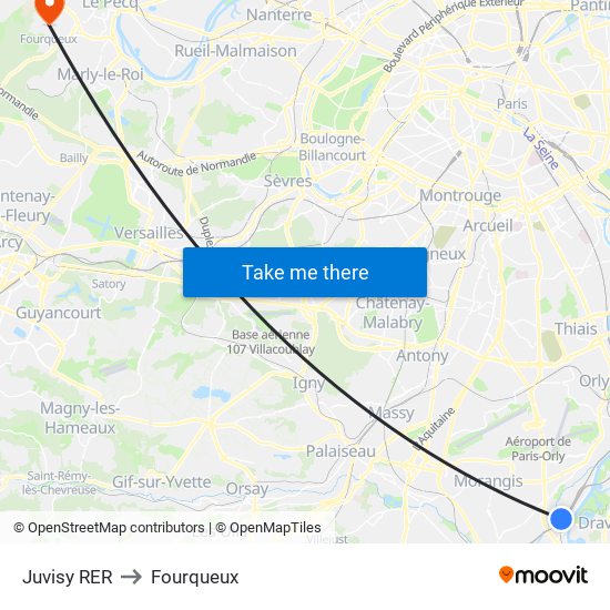 Juvisy RER to Fourqueux map