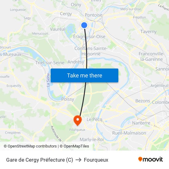 Gare de Cergy Préfecture (C) to Fourqueux map