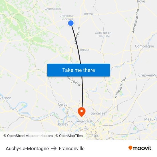 Auchy-La-Montagne to Franconville map