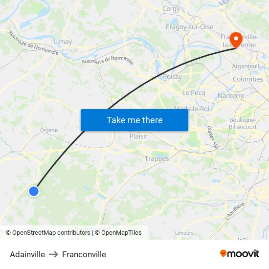 Adainville to Franconville map