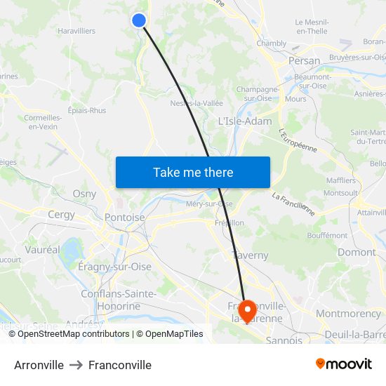 Arronville to Franconville map