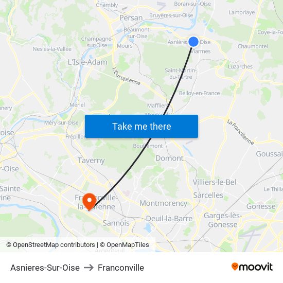 Asnieres-Sur-Oise to Franconville map