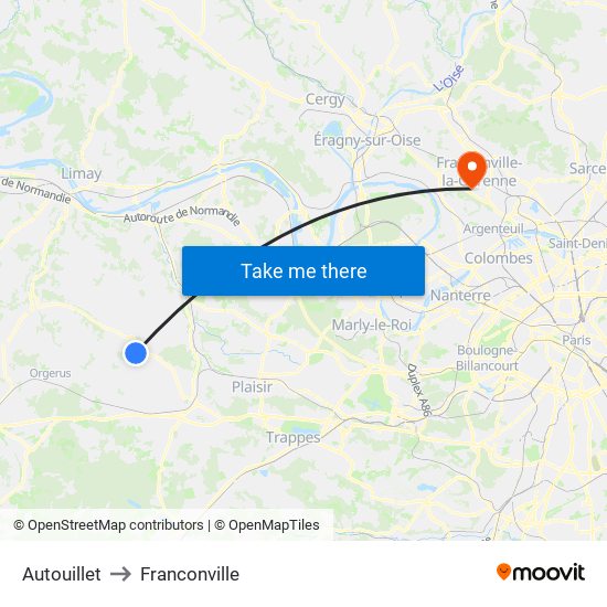Autouillet to Franconville map